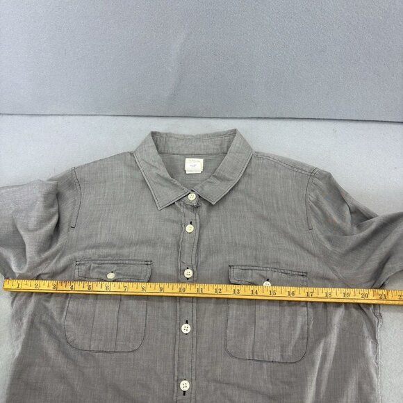 J. CREW The Perfect Shirt Button Down Gray Roll-Tab‎ Long Sleeve Shirt SZ Large - Picture 9 of 11